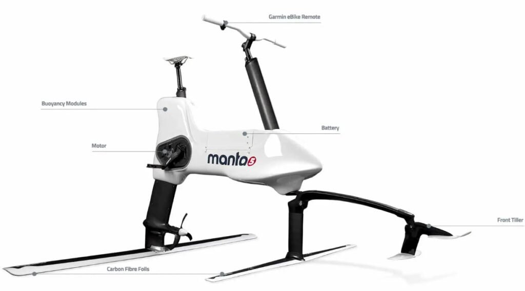 Manta5 Hydrofoiler XE-1 bici elettrica sull’acqua che vola sopra il mare grazie alla tecnologia hydrofoil