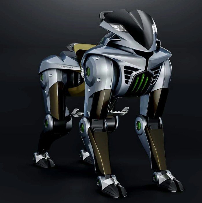 Robot cavallo Corleo Kawasaki in movimento su terreno naturale con tecnologia robotica avanzata