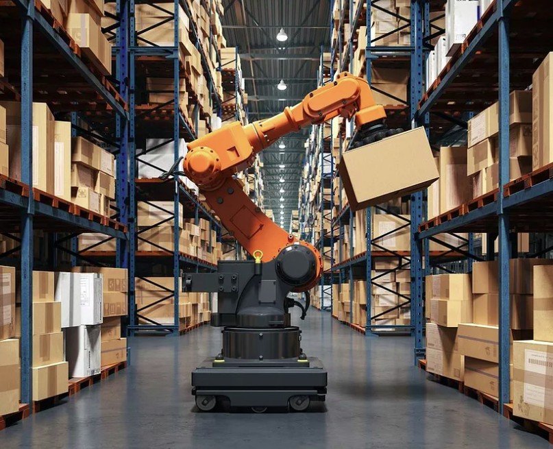Robot industriale Neura Robotics in magazzino automatizzato per gestione logistica e flussi operativi